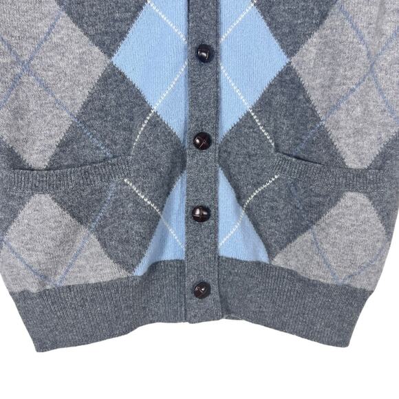 Gieves & Hawke Pure New Wool Button Down Knit Argyle Cardigan Vest Size S - Picture 3 of 9